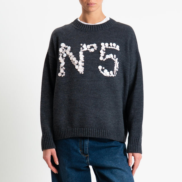 Tensione in-Maglia maxi paillettes n5 - charcoal