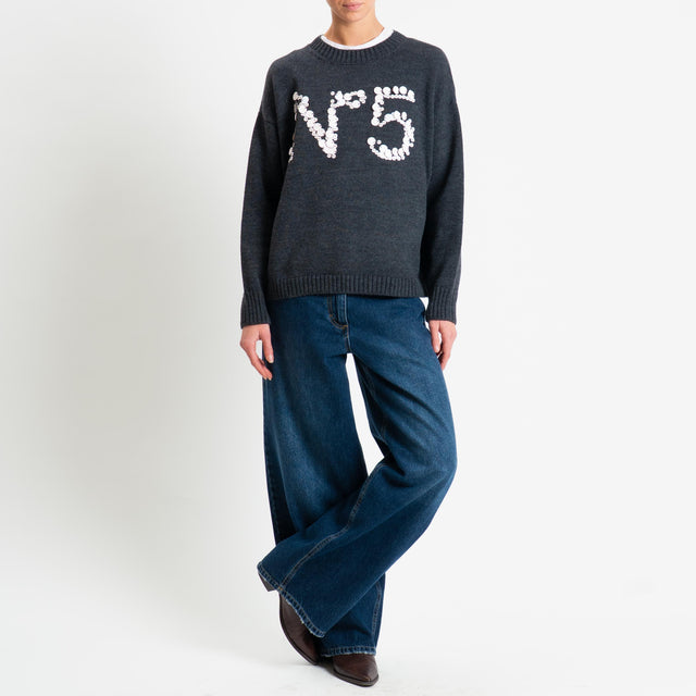 Tensione in-Maglia maxi paillettes n5 - charcoal