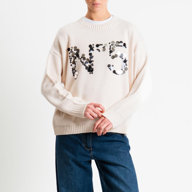 Tensione in-Maglia maxi paillettes n5 - off white