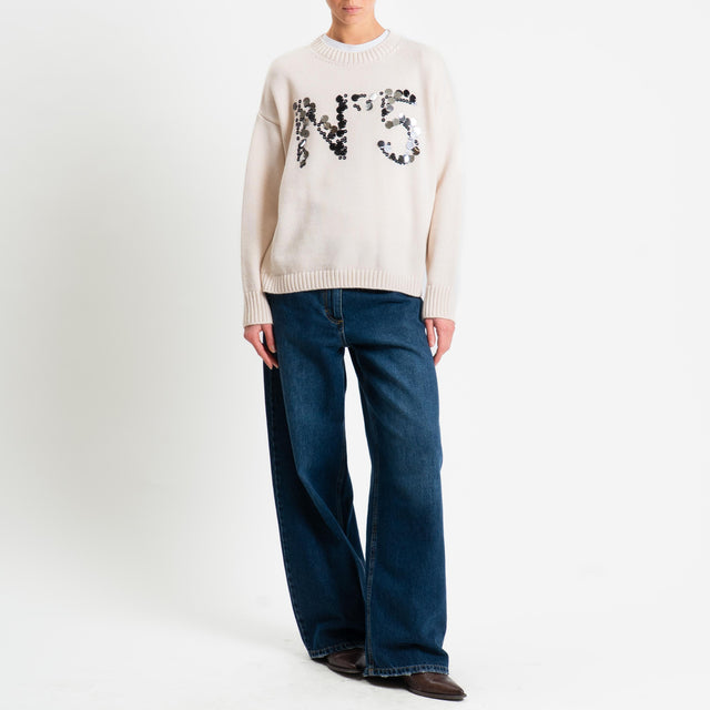 Tensione in-Maglia maxi paillettes n5 - off white