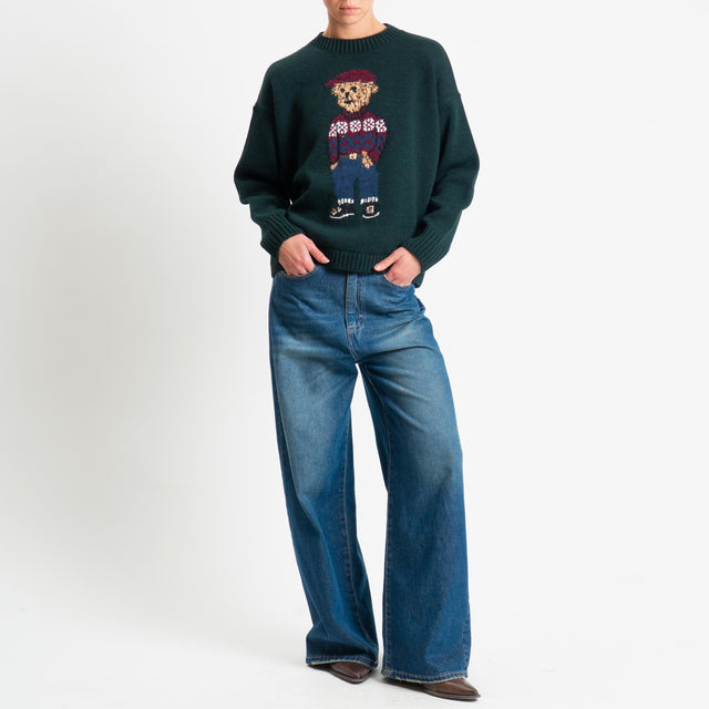 Tensione in-Maglia orsetto misto alpaca - Verde