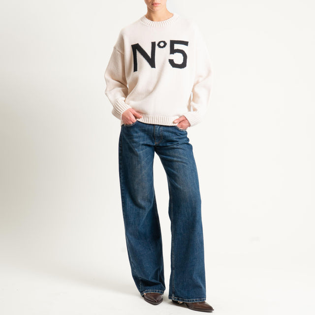 Tensione in-Maglia n5 misto alpaca - off white/black