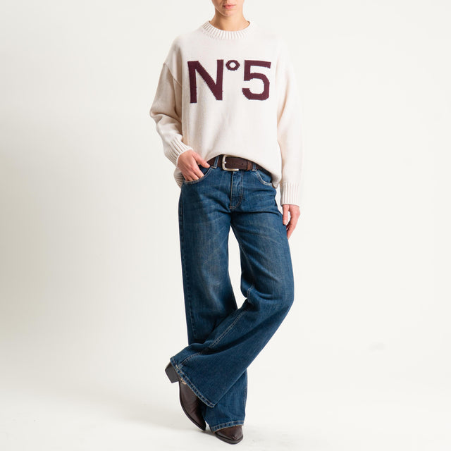 Tensione in-Maglia n5 misto alpaca - off white/burgundy