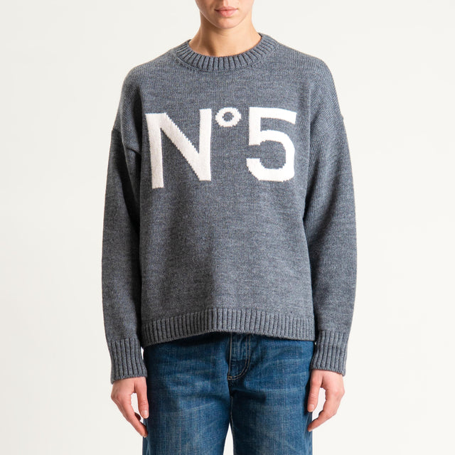 Tensione in-Maglia n5 misto alpaca - charcoal/off white