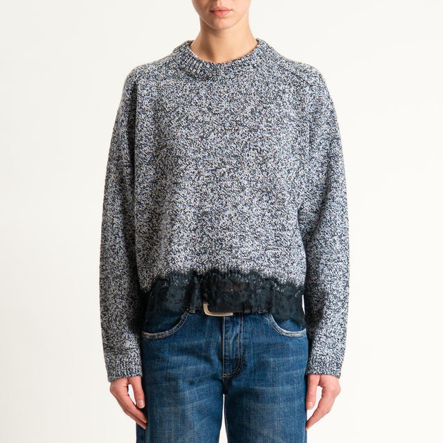 Tensione in-Maglia misto alpaca con pizzo - black/off white