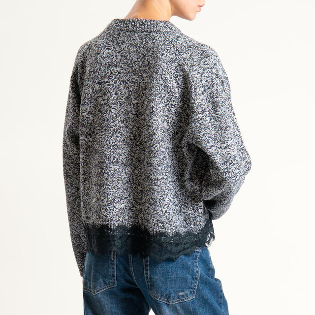 Tensione in-Maglia misto alpaca con pizzo - black/off white