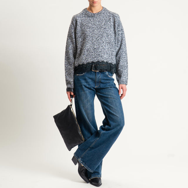 Tensione in-Maglia misto alpaca con pizzo - black/off white