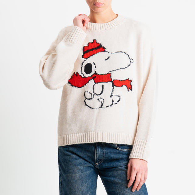 Tensione in-Maglia snoopy misto alpaca - offwhite