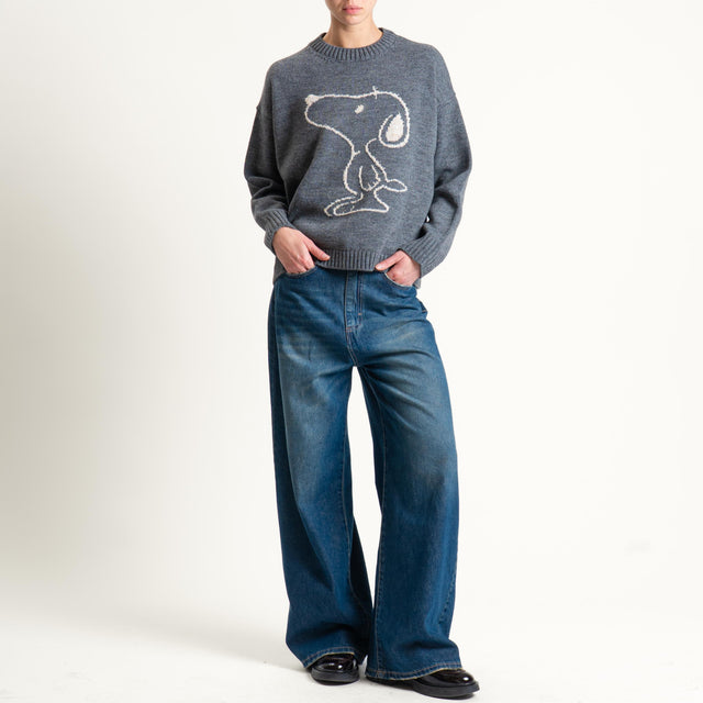 Tensione in-Maglia snoopy misto alpaca - charcoal