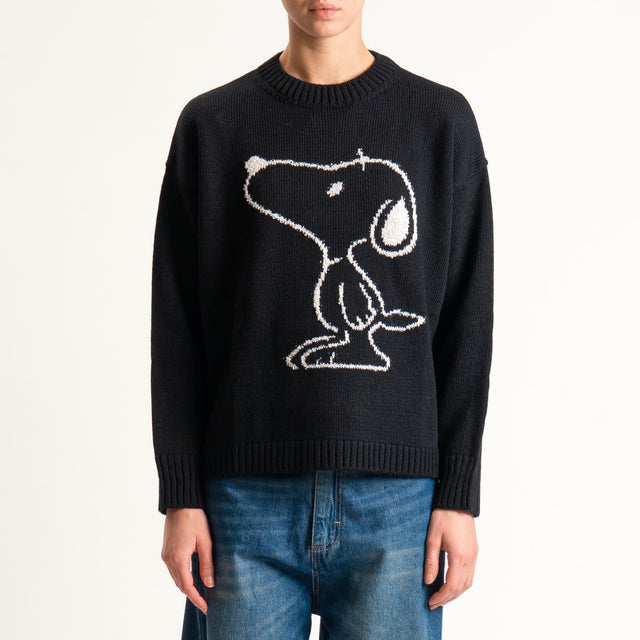 Tensione in-Maglia snoopy misto alpaca - Nero
