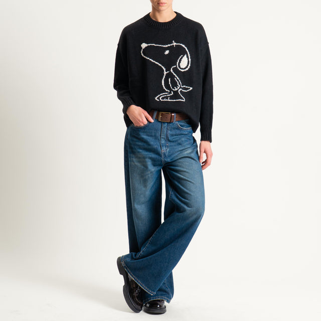 Tensione in-Maglia snoopy misto alpaca - Nero