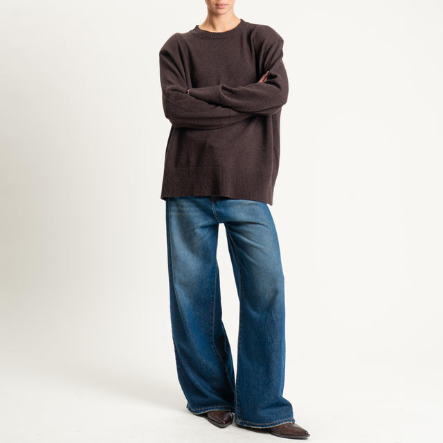Tensione in-Maglia girocollo con spalline - brown