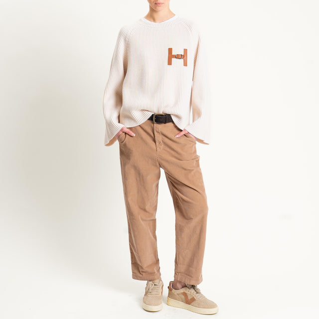 Tensione in-Maglia costa inglese misto alpaca - off white