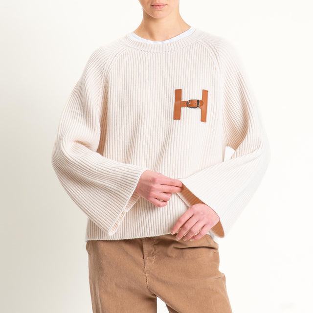 Tensione in-Maglia costa inglese misto alpaca - off white