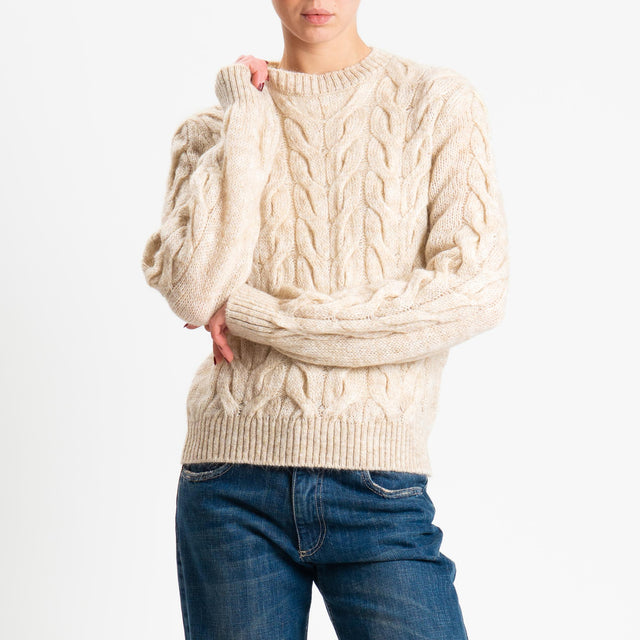 Tensione in-Maglia trecce in mohair - beige