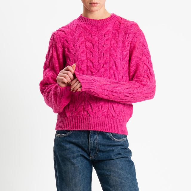 Tensione in-Maglia trecce in mohair - fucsia