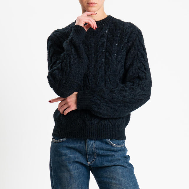Tensione in-Maglia trecce in mohair - Nero