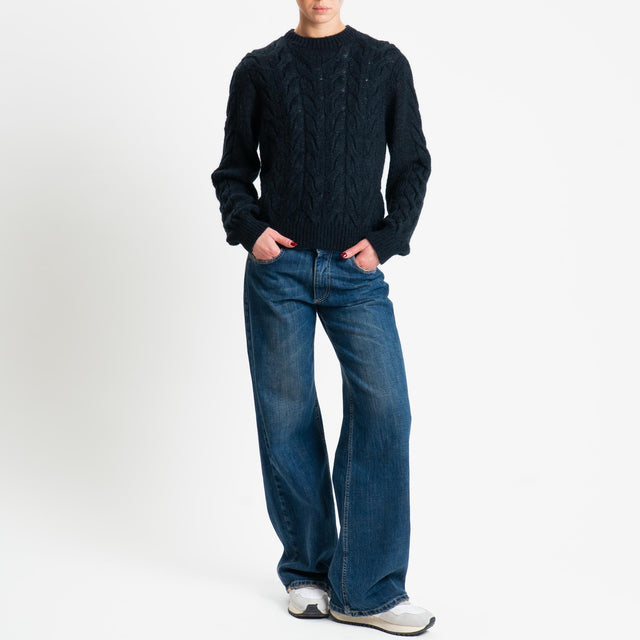 Tensione in-Maglia trecce in mohair - Nero