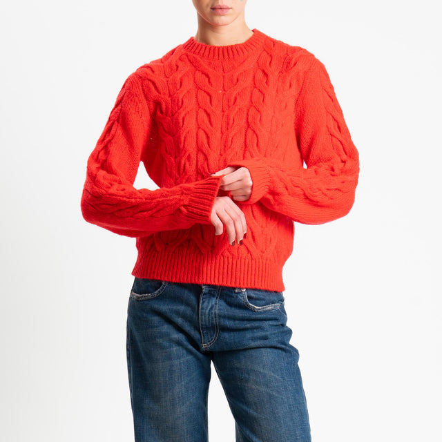 Tensione in-Maglia trecce in mohair - Rosso