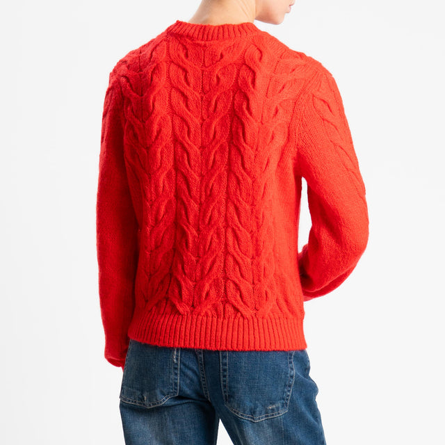 Tensione in-Maglia trecce in mohair - Rosso