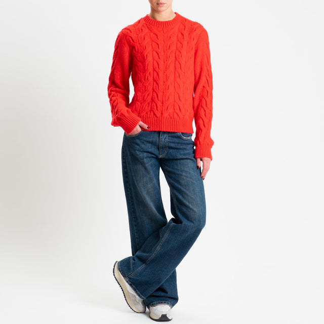 Tensione in-Maglia trecce in mohair - Rosso