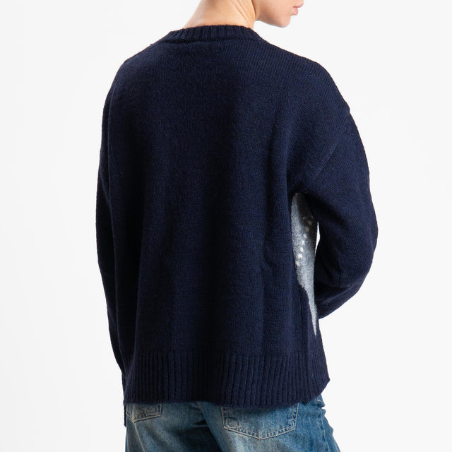 Tensione in-Maglia rombi argyle misto lana - blu/grigio/antracite