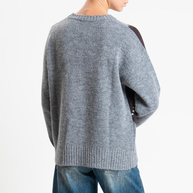 Tensione in-Maglia rombi argyle misto lana - moro/grigio/camel