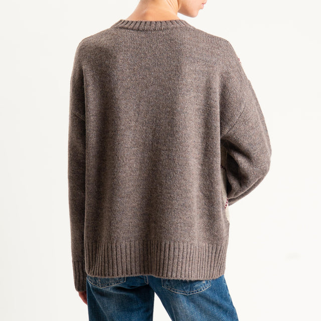 Tensione in-Maglia rombi a scatola misto lana - brown/beige