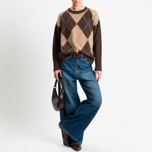 Tensione in-Maglia rombi a scatola misto lana - brown/camel