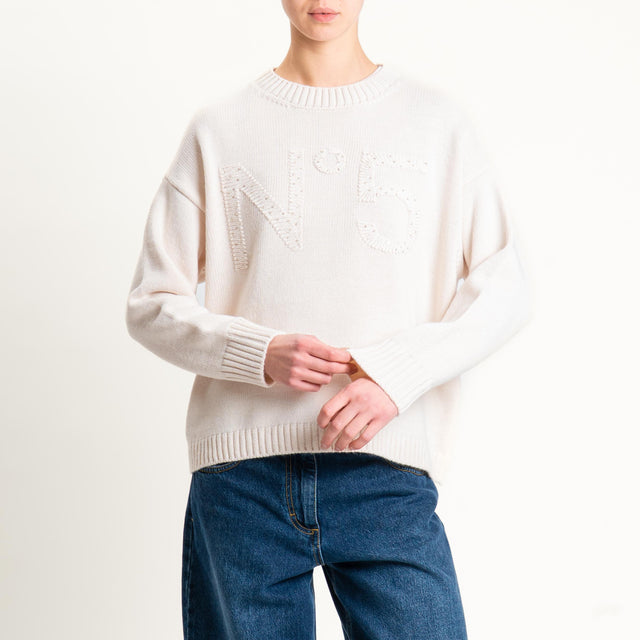 Tensione in-Maglia n5 misto alpaca con paillettes - offwhite