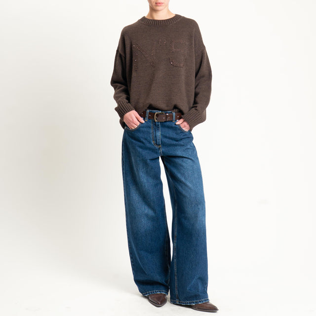 Tensione in-Maglia n5 misto alpaca con paillettes - brown