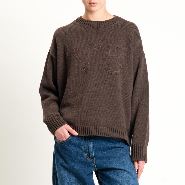 Tensione in-Maglia n5 misto alpaca con paillettes - brown