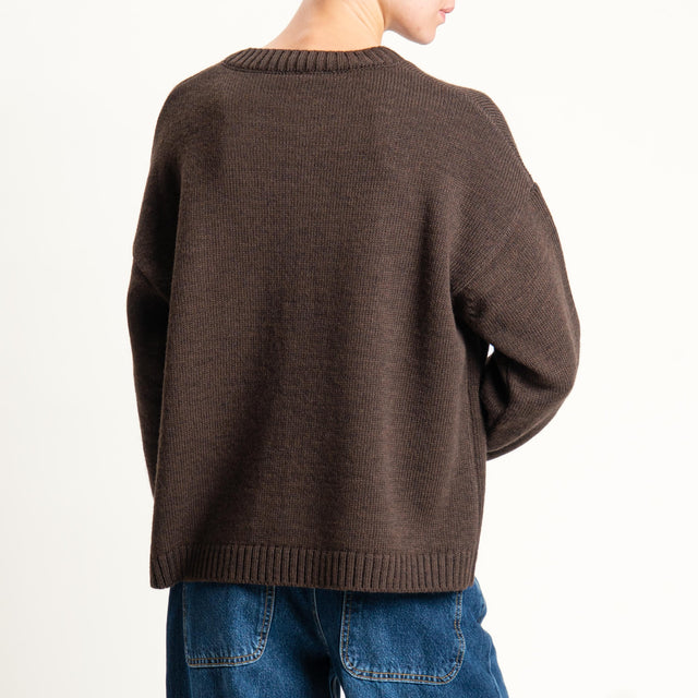 Tensione in-Maglia n5 misto alpaca con paillettes - brown