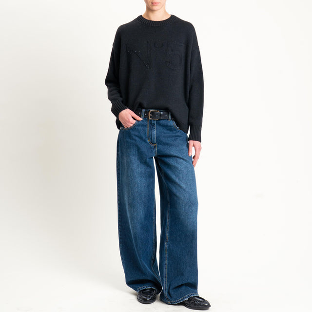 Tensione in-Maglia n5 misto alpaca con paillettes - nero