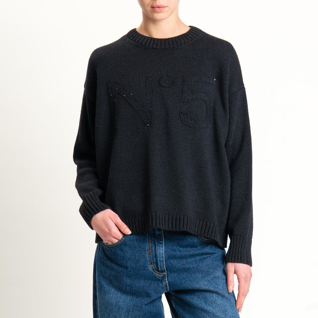 Tensione in-Maglia n5 misto alpaca con paillettes - nero