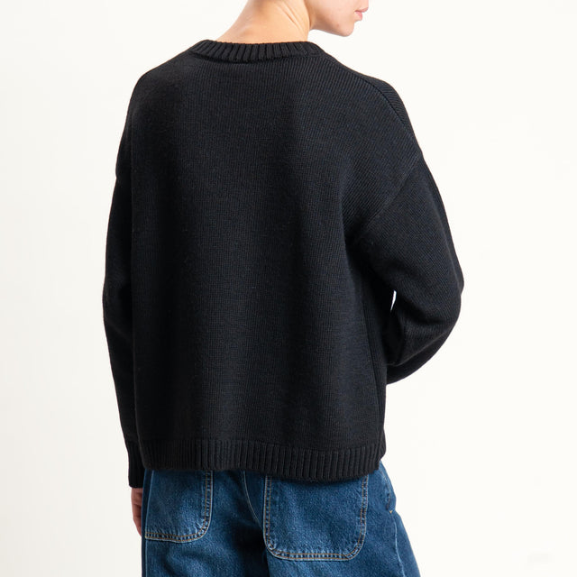 Tensione in-Maglia n5 misto alpaca con paillettes - nero