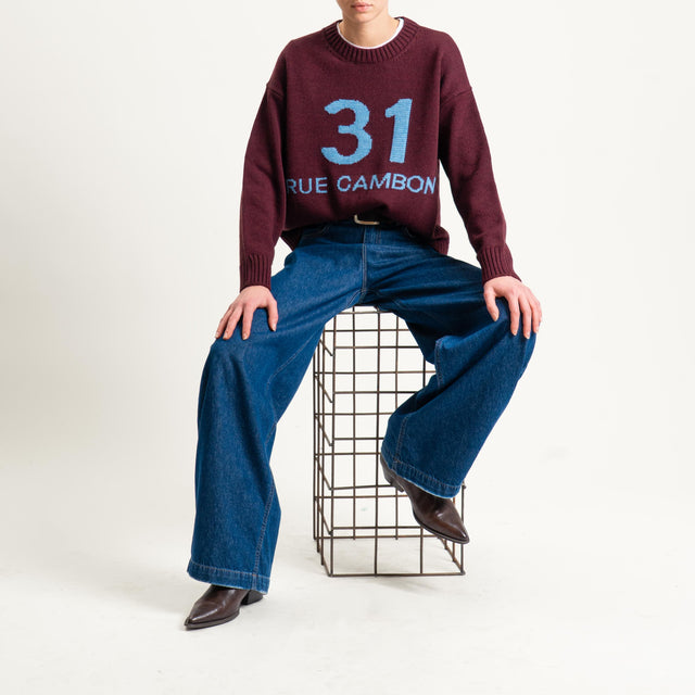 Tensione in-Maglia n31 misto alpaca - burgundy/light blue