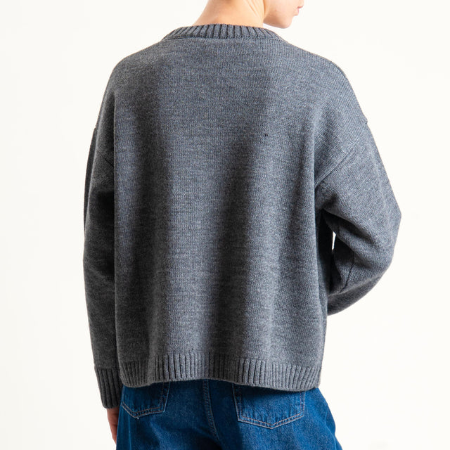 Tensione in-Maglia n31 misto alpaca - charcoal/offwhite
