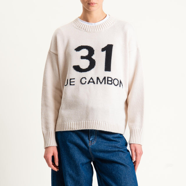 Tensione in-Maglia n31 misto alpaca - offwhite/black