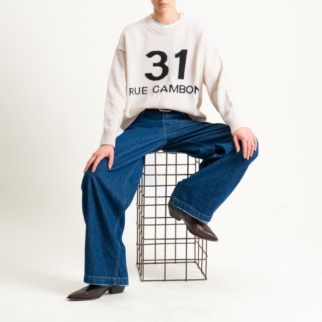 Tensione in-Maglia n31 misto alpaca - offwhite/black