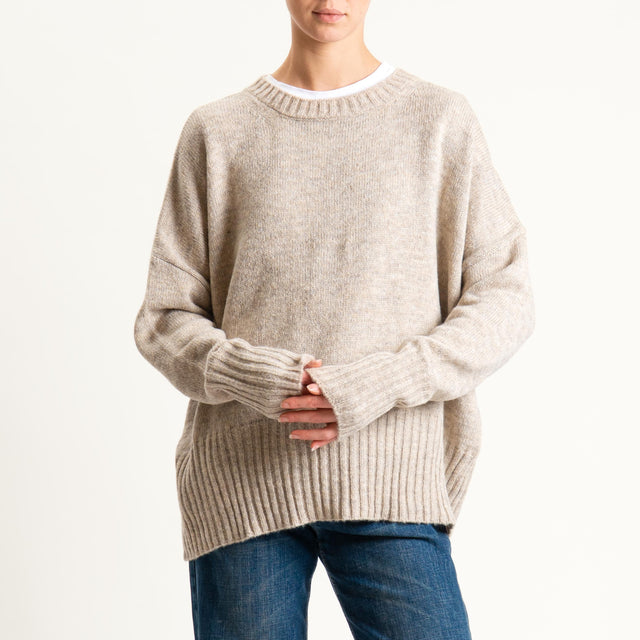 Tensione in-Maglia girocollo misto lana - beige