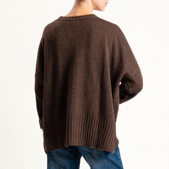 Tensione in-Maglia girocollo misto lana - brown