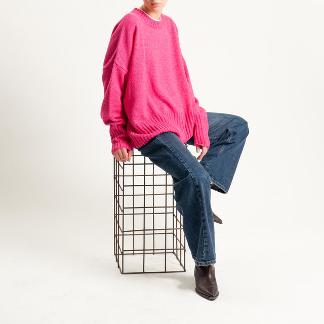 Tensione in-Maglia girocollo misto lana - fucsia