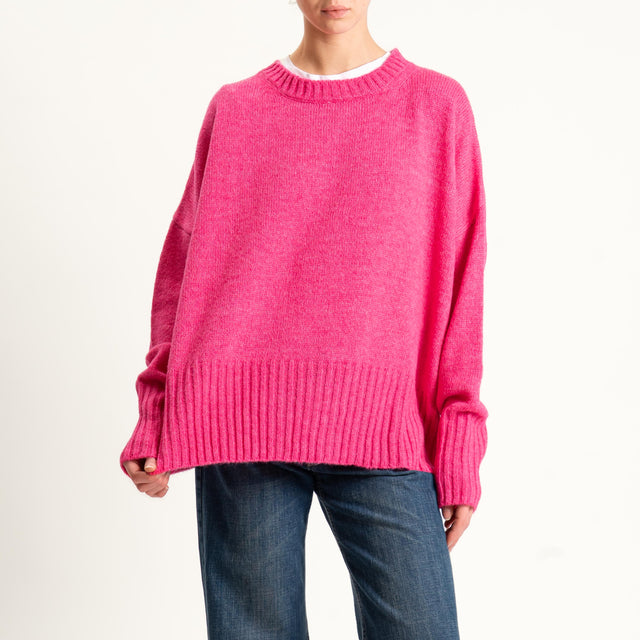 Tensione in-Maglia girocollo misto lana - fucsia