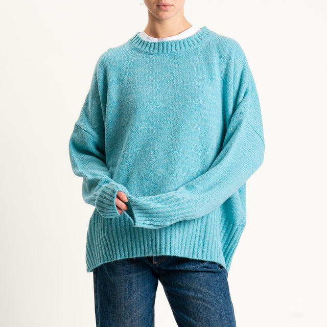 Tensione in-Maglia girocollo misto lana - light blue
