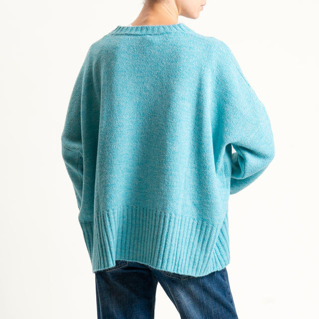 Tensione in-Maglia girocollo misto lana - light blue