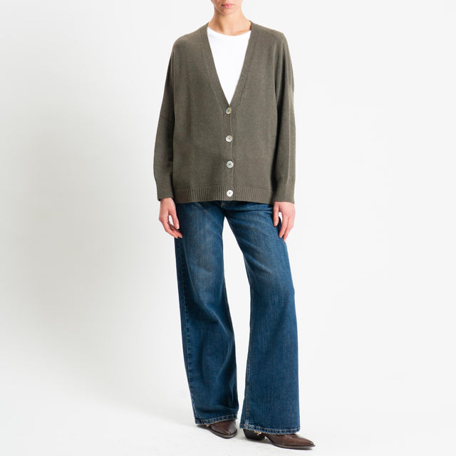 Kontatto-Cardigan con spacchi laterali (QS) - kaki