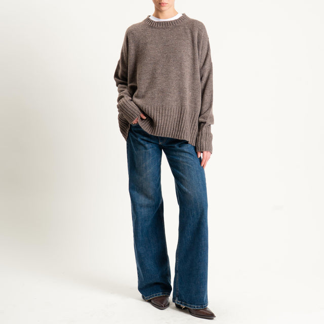 Tensione in-Maglia girocollo misto lana - tortora