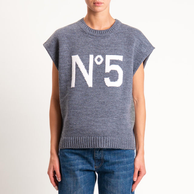 Tensione in- Gilet N.5 misto alpaca - charcoal/off white