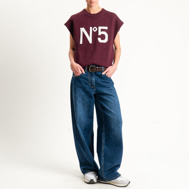 Tensione in- Gilet N.5 misto alpaca - burgundy/off white